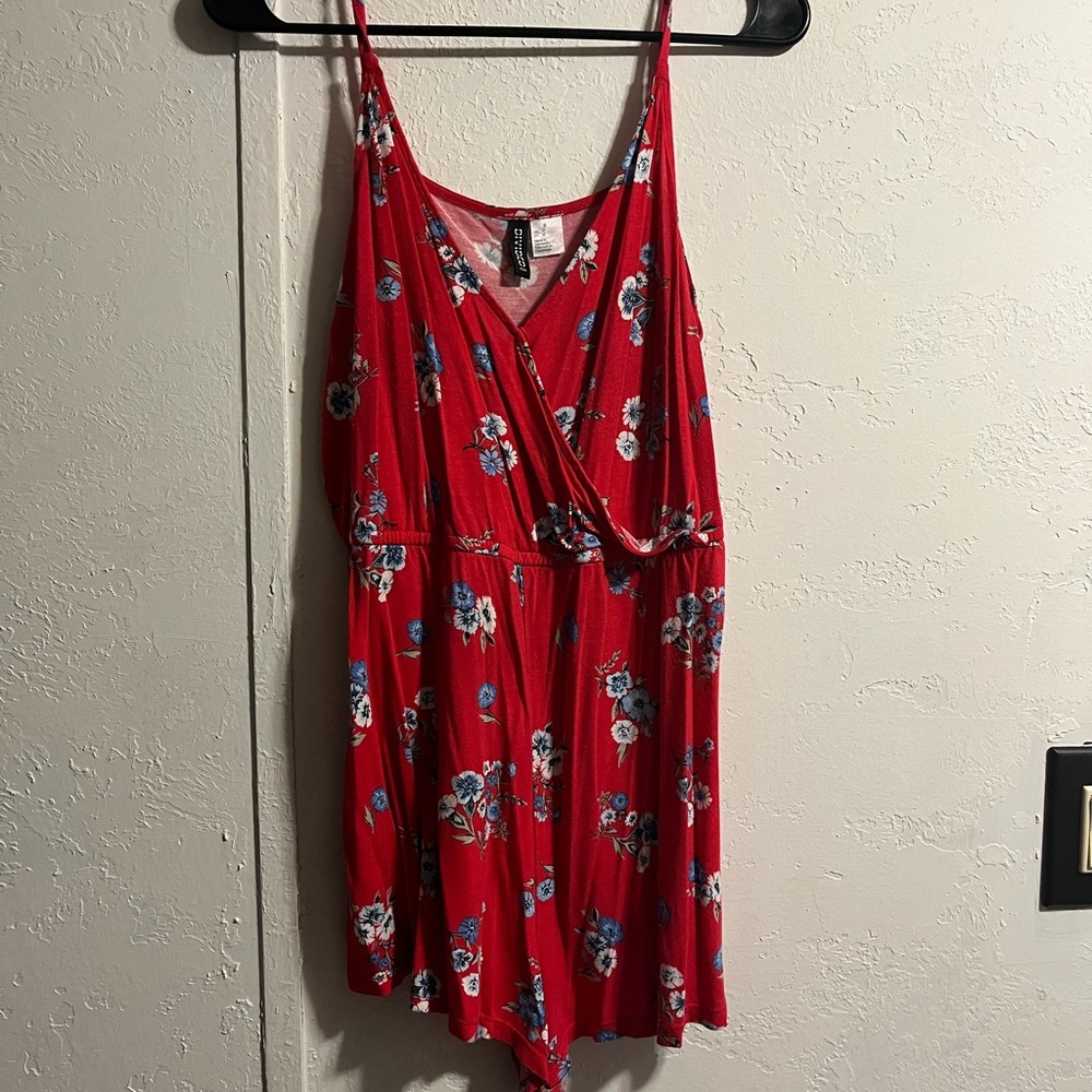 Floral Red Women's romper mini